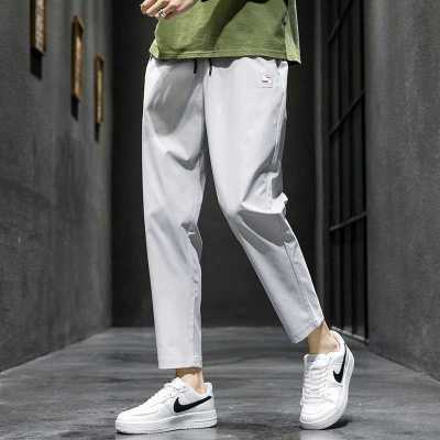 N02 Spring and Summer Pants Men's Korean-Style Trendy Loose Thin Spring Wide Leg Cropped Exercise Casual Pants