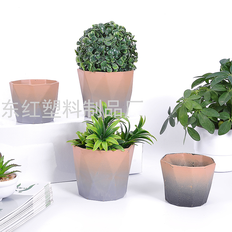 Y125 PB 几何直桶花盆 塑料花盆 密胺花盆 仿瓷花盆