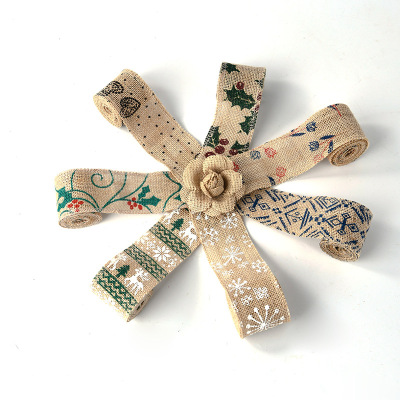 DIY Cute Printing Linen Rolls Handmade DIY Flower Packaging Material Party Holiday Decoration