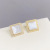 European and American Fashion Square Opal Stone Ear Studs Women's S925 Silver Earrings Exaggerated Personalized Ins Style Earrings Earring Ornament