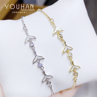 Summer New Mermaid Bracelet Fashion Creative Fishtail Pull Shell Bracelet for Women Hand Jewelry Wholesale Jewelry