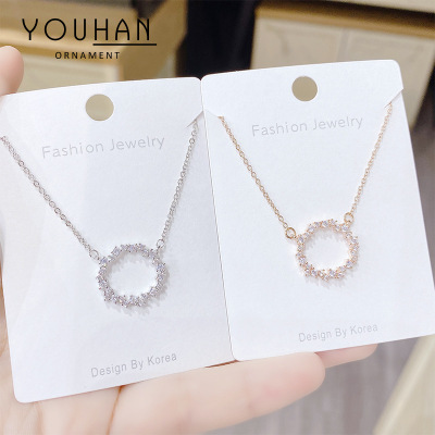 Blue Sea Same Zircon Necklace Korean Style Female Clavicle Chain Live Titanium Steel Necklace Jewelry Ornament Source Factory
