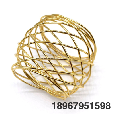 Metal Circle Mesh Napkin Ring Bracket Holiday Thanksgiving Party Banquet Napkin Ring Buckle Dining-Table Decoration