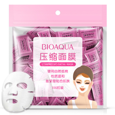 Bioaqua Compressed Mask Non-Woven Mask Paper 100 Pieces Compressed Mask DIY Mask Disposable Mask