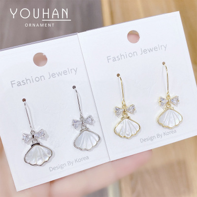 2020 New Korean Graceful Online Influencer Bow Zircon Stud Earrings Gold Plated Sterling Silver Needle Fritillary Earrings Jewelry