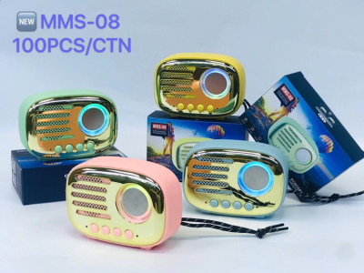 This new model.MMS-08 FM radio. USB/TF card music player. Built -in Bluetooth. With rechargeable battery. Dc 5v 