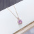 Japanese and Korean Square Pink 3A Zircon Fashion Women's Necklace Micro-Inlaid Temperament Clavicle Chain Women's Jewelry Factory Direct Supply