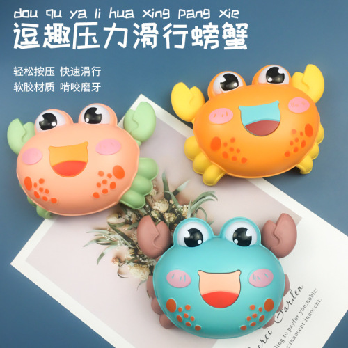 Cross-Border Cartoon Pressing Crab Toy Sliding Baby Children Gift Warrior Inertia Glide Toy Stall