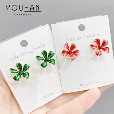 Korean Style New Sterling Silver Needle Color Shaped Four Pieces Petal Stud Earrings Sweet Flower Earrings Ins Style Female Earrings