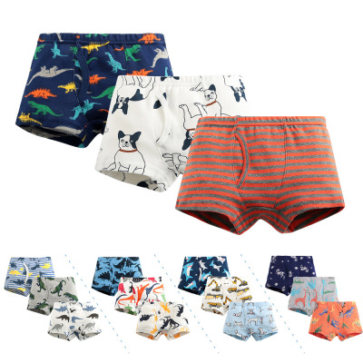 Children's Underwear European and American Boy Thread Cotton Boy Boxer Shorts Baby Foreign Trade Cartoon Dinosaur Cross-Border Wholesale
