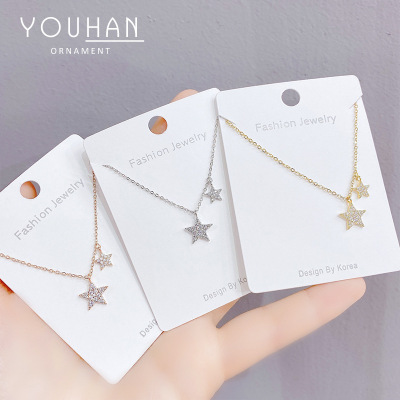 Micro-Inlaid Diamond XINGX Necklace Female Clavicle Chain Fairy Five-Pointed Star Pendant Rhinestone Fashion Design Sense Ins Fashion Ornament