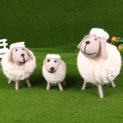 Handmade Wool Felt Home Decoration Creative Photography Props Crafts Cute Little Lamb Decoration Factory Customization