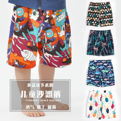 Kids' Beach Shorts Cartoon Pattern Cropped Loose Casual Shorts Young and Older Boys and Girls Vacation Travel Boxer Swimming Trunks