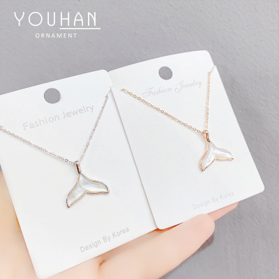 Mermaid Tail Shell Necklace Female Fashion Korean Style Elegant Fish You Meet Internet Celebrity Ins Clavicle Chain Cold Ornament