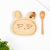 Wooden Cute Expression Rabbit Plate Children's Tableware Creative Rubber Wood Cartoon Baby Kid Tableware Plate Wholesale