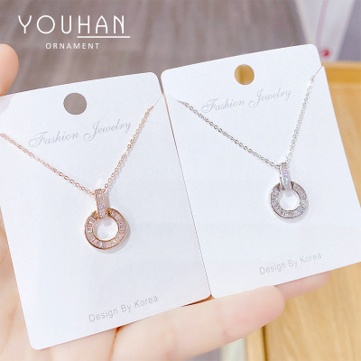 Cold Fashion Geometry Pattern Element Zircon Necklace Female South Korea Dongdaemun Internet Celebrity Ring Clavicle Chain Necklace Wholesale