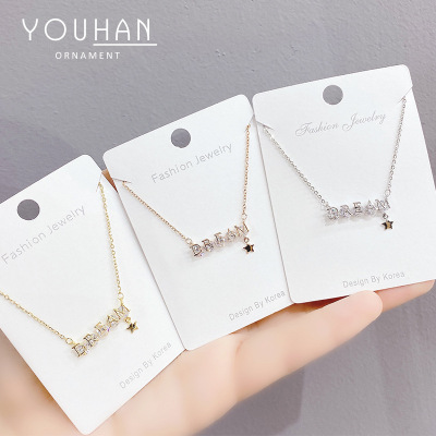 Necklace Women's Fashion Romantic New Creative English Letter Dream Diamond Clavicle Necklace Female Accessories Source Factory