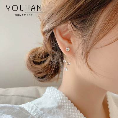 Korean-Style Gold-Plated Earrings Graceful Online Influencer Long Tassel 3A Zircon Earrings Personality Hipster Earrings Sterling Silver Needle