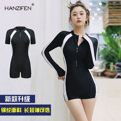 Sports One-Piece Swimsuit Ladies Conservative New Hot Spring Bathing Suit 2021 Long Sleeve Fairy Style Adult Swimsuit Wholesale