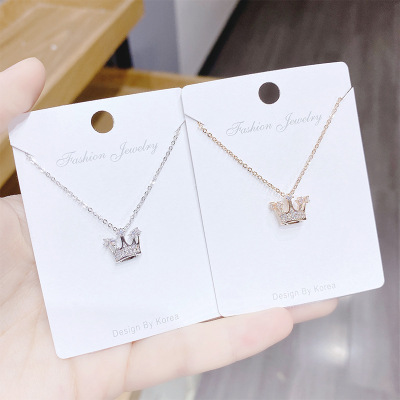 Internet Celebrity Live Broadcast Same Crown Clavicle Chain Female Ins Internet Celebrity Korean Creative Swing Zircon Necklace Titanium Steel Necklace