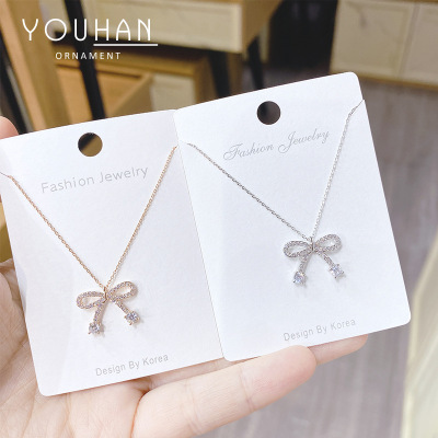 Fashion Sweet Elegance Internet Celebrity Same Bow Necklace Female South Korea Dongdaemun Clavicle Chain Jewelry Source Factory