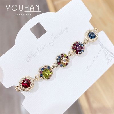 2020 New Colorful Zircon Bracelet Colorful Rose Gold Bracelet Stall Boutique Exaggerated Yiwu Wholesale Of Small Articles
