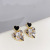 Sterling Silver Needle Retro Hong Kong Style Zircon Shining Diamond Stud Earrings Peach Women's Sweet Temperament Simple Light Luxury Creative Earrings