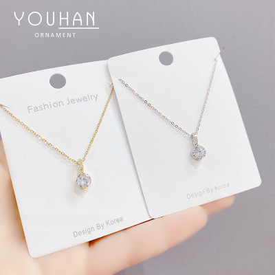 Design Sense Micro-Inlaid 3A Zircon Necklace Japanese and Korean Graceful Personality Heart-Shaped Ins Cold Style Clavicle Chain Female Jewelry