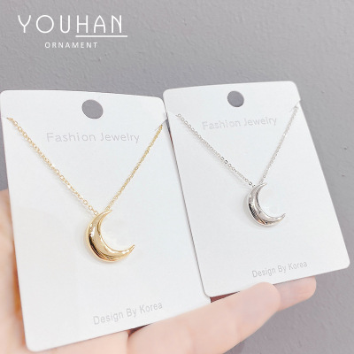 Korean Niche Design Moon Necklace Women's Fashionable Clavicle Chain Simple Temperamental Cold Style All-Match Jewelry Ornament Wholesale