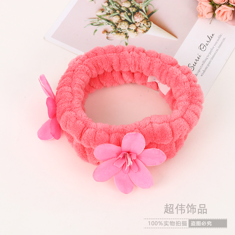 日韩卡通可爱花朵束发带化妆卖萌洗脸发箍松紧宽边头饰厂家批发
