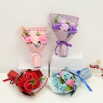 Mother's Day Gift for Male and Female Teachers Practical Rose Soap Flower Gift Box Small Carnation Bouquet Wholesale