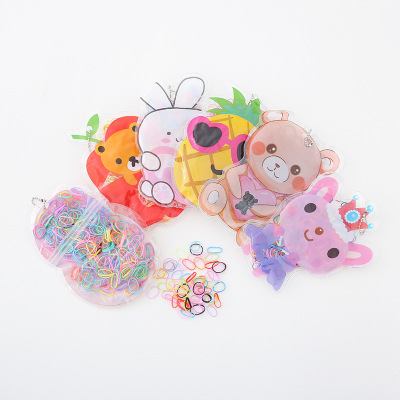 Children's Disposable Rubber Band Color Hair Band Hair Friendly String Little Bear Cartoon Pineapple Bag Rubber Band Hair Band