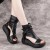 2021 Summer European and American Retro Roman Sandals Platform High-Top Peep Toe Shoes Back Zipper Platform Women's Sandal Boots Wholesale