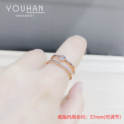 2020 New Temperament and Fully-Jewelled Micro Inlaid Zircon Index Finger Ring Japanese Multi-Layer Personalized Cold Style Open Ring Female Accessories