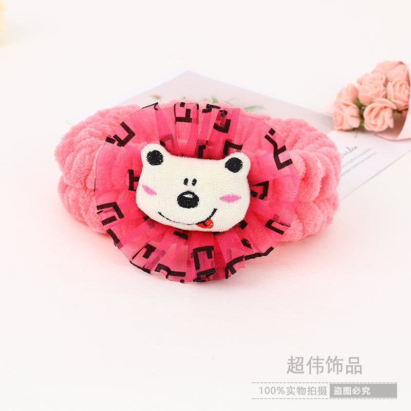 日韩少女可爱甜美洗脸发箍简约头饰女立体卡通小熊毛绒发圈女批发
