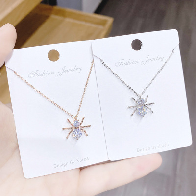 European and American Instagram Mesh Red Spider Pendant Women's Necklace Versatile Men's and Women's Trendy Zircon Clavicle Necklace Women's Jewelry Ornament