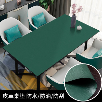 Leather Dining Table Cushion Modern Tablecloth Waterproof and Oil-Proof Disposable Anti-Scald Thick Household Coffee Table Mat Solid Color Cutting Pu