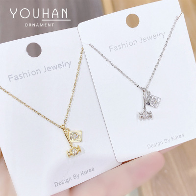 Cross-Border Quake Necklace Micro Inlaid Zircon Clavicle Chain Environmental Protection Electroplating Real Gold Necklace Female Creative Personality Ornament