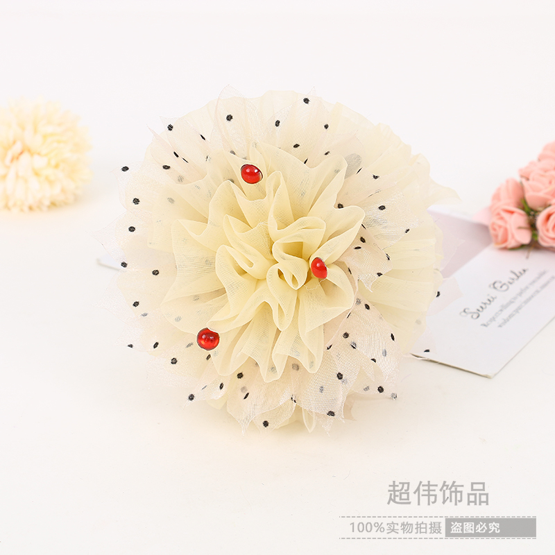 日韩仙女网红ins波点网纱森系法式甜美百搭发夹淑女抓夹盘发头饰