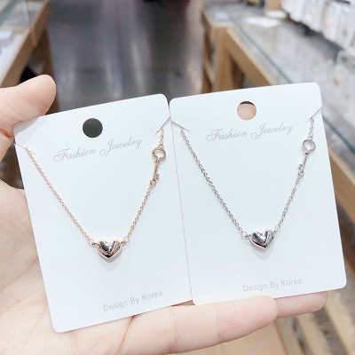 Love Necklace Korean Style Simple Peach Heart Versatile Clavicle Chain Female Ins Internet Celebrity Same Style Female Necklace Factory Direct Supply