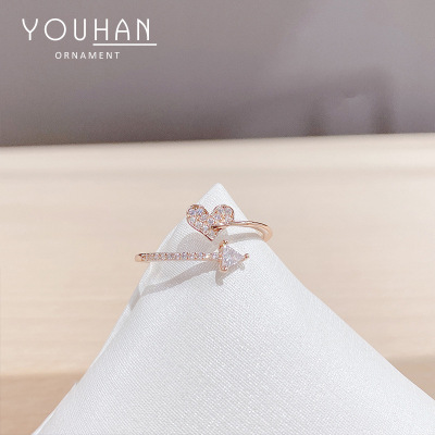 Korean Peach Heart Ring Female Ins Popular Net Red Personality All-Match Earrings Cold Style Design Sense Jewelry Wholesale