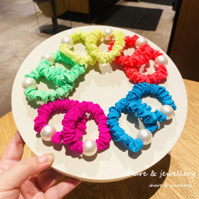 Fluorescent Color Korean Dongdaemun Cute Candy-Colored Hair Tie Large Intestine Ring Ins Colorful Girl Bun Headband