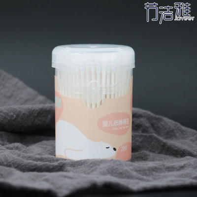 Oem200 Cotton Swabs Disposable Independent Packaging One round One Spiral Baby Paper Stick Boxed Cotton Swab