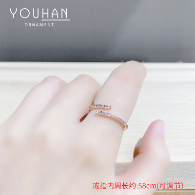 INS Fashion Ring Female Design Fashion Personality Rose Gold Cold Wind Index Finger Ring Cuff Bracelet Ornament Wholesale