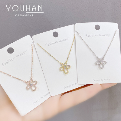 2020 New Little Flower Diamond-Studded Necklace Clavicle Chain Female 2020 New Online Red Fashion Ins Ornament