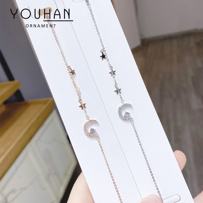 Eight Awn Star Women's Fashion All-Matching Bracelet Women's Japanese and Korean New Internet Celebrity Same Star Moon Micro Inlaid Zircon Bracelet Wholesale