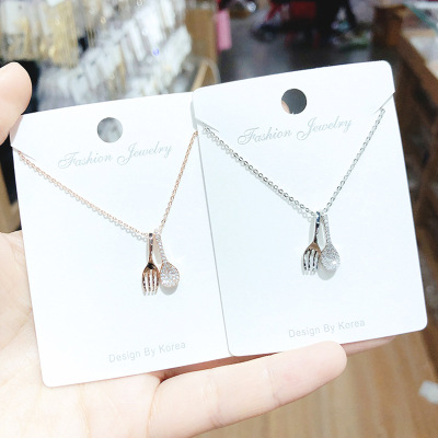 Weiya Live Broadcast Same Zircon Spoon Fork Necklace Female Necklace Three Meals a Day Theme Ornament High-Profile Figure Wholesale