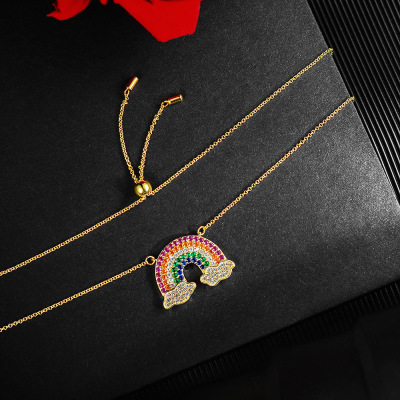 Rainbow Necklace Mori Style Japanese and Korean New All-Match Internet Celebrity Same Style Girl Niche Clavicle Chain Necklace Factory Wholesale