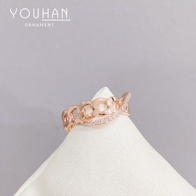 Korean Style Fashion Double-Layer Twist Shape Ring Personalized Opening Middle Finger Ring European and American Style Korean Street Cool Ring