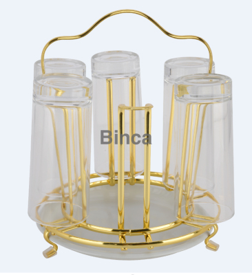 Glass holder. Glass stand golden color